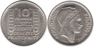 монета Франция 10 франков 1949