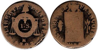 монета Франция 1 соль 1793
