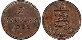 монета Гернси 2 дубля 1929