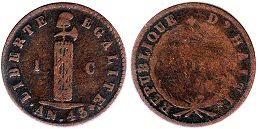монета Гаити 1 сантим 1846