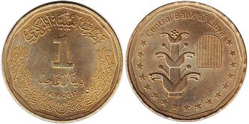 монета Ливия 1 динар 2017