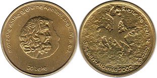 монета Албания 20 лек 2002