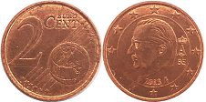 монета Бельгия 2 евро цента цента 2013