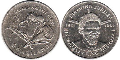 монета Свазиленд 2 эмалангени 1981