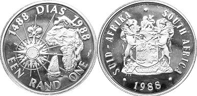 монета ЮАР 1 рэнд 1988
