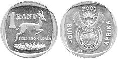 монета ЮАР 1 рэнд 2001