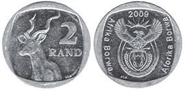 монета ЮАР 2 рэнда 2009