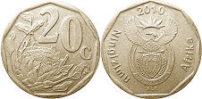 монета ЮАР 20 центов 2010 (2010, 2013)