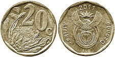 монета ЮАР 20 центов 2011