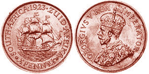 монета Южная Африка 1/2 пенни 1923