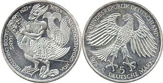 монета ФРГ 5 марок 1976