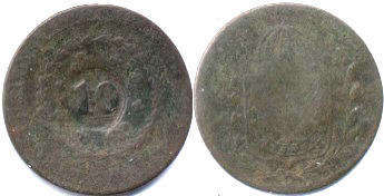 монета Бразилия 20 рейс 1823-31