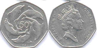 монета Гибралтар 50 пенсов 1997