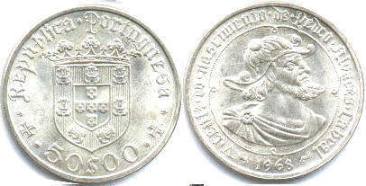 монета Португалия 50 эскудо 1968