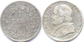 монета Папская область 1 лира 1867