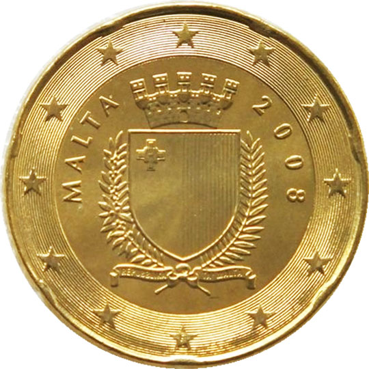 монета 20 евро центов malta