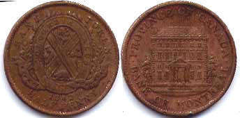 монета Нижняя Канада 1/2 пенни 1842