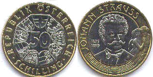 монета Австрия 50 шиллингов 1999