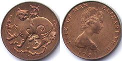 монета Остров Мэн 1 пенни 1981