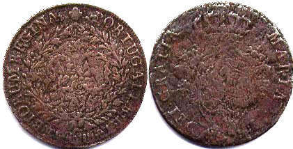 монета Португальские Азоры 20 рейс 1796