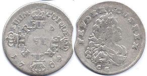 монета Пруссия 6 грошенов 1702