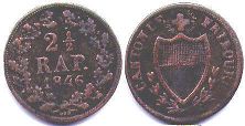 монета Фрибур 2,5 раппена 1807