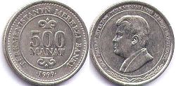 монета Туркменистан 500 манат 1999