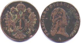 монета Австрия 1 крейцер 1800