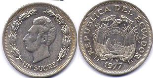 монета Эквадор 1 сукре 1977