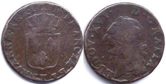 монета Франция 1/2 су 1791
