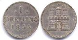 монета Гамбург драйлинг (3 пфеннига) 1855