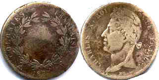 монета Французских Колоний 5 сантимов 1827