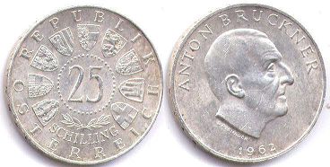 монета Австрия 25 шиллингов 1962