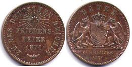 монета Баден 1 крейцер 1871