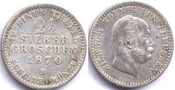 монета Пруссия 2,5 грошена 1870