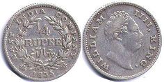 монета Ост-Индская компания 1/4 рупии 1835