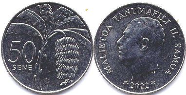 монета Самоа 50 сене 2002