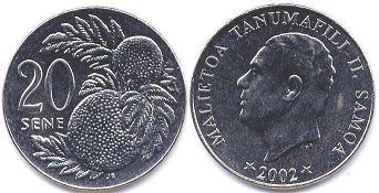 монета Самоа 20 сене 2002