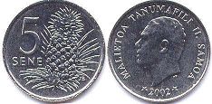 монета Самоа 5 сене 2002