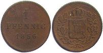 монета Бавария 1 пфенниг 1856