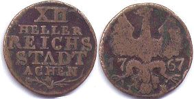 монета Ахен 12 геллеров 1767