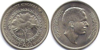 монета Иордания 1/4 динара 1969