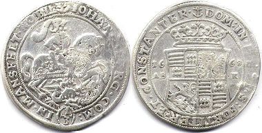 монета Мансфельд-Айслебен 1/3 талера 1668