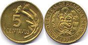 монета Перу 5 сентаво 1971