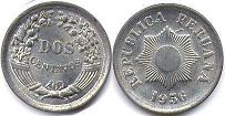 монета Перу 2 сентаво 1956
