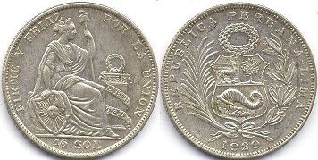 монета Перу 1/2 соль 1923