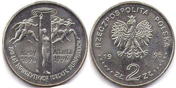 монета Польша 2 злотых 1995