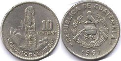монета Гватемала 10 сентаво 1967