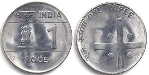 монета Индия 1 рупия 2005