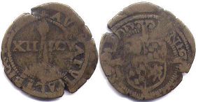 монета Льеж 12 солей 1594